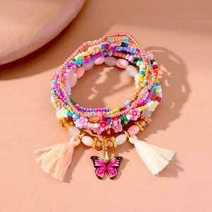 7pcs Tassel Charm Beaded Bracelet
